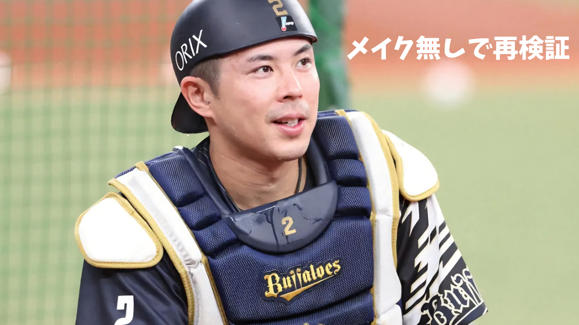 試合中キャッチャーマスクを外している若月健矢選手の画像