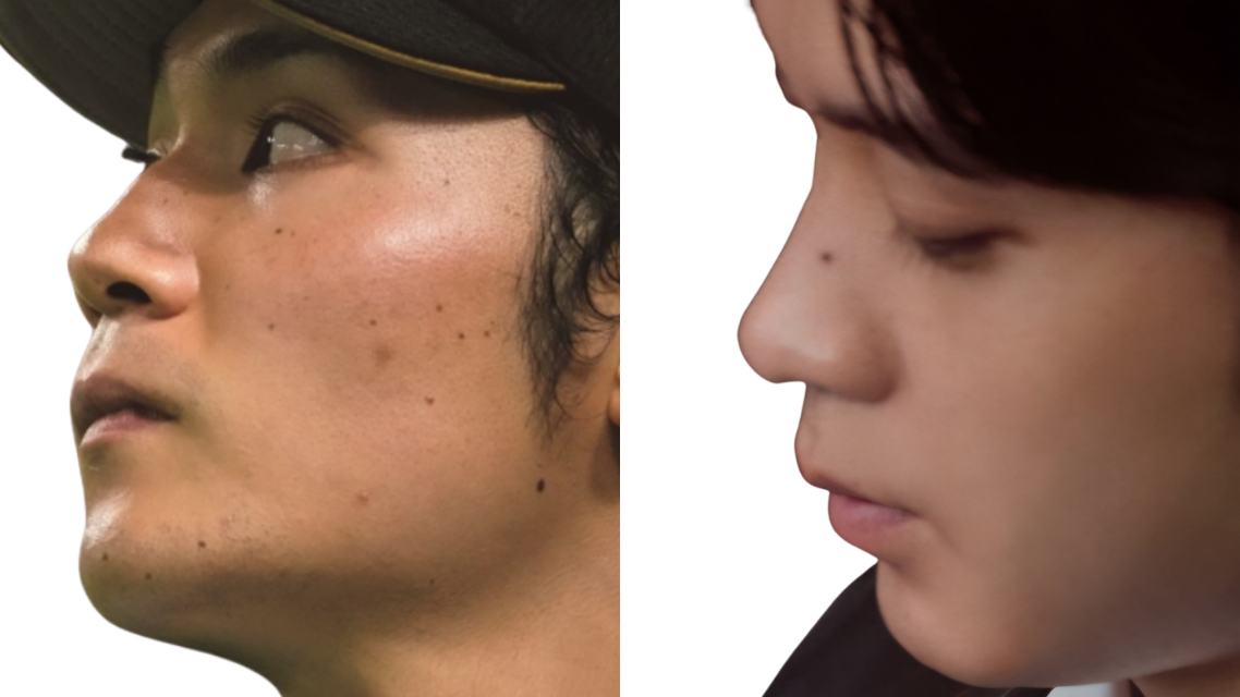 横顔の比較画像 左:伊藤大海投手 右:磯村勇斗さん