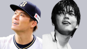 比較画像左:山本投手 右:尾崎豊さん