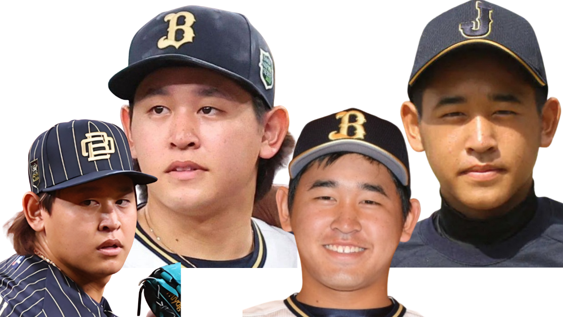 現在と昔の宮城投手のコラージュ画像左上下:現在の宮城投手 右上下:昔の宮城投手