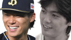 比較画像左:山本投手 右:尾崎豊さん