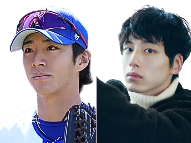 比較画像左：度会選手 右：坂口健太郎さん