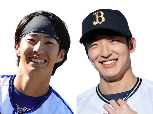比較画像左：度会選手 右：山崎颯一郎投手