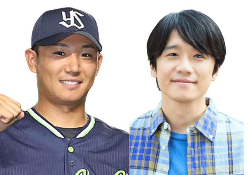 奥川恭伸と俳優・風間俊介の笑顔の比較。相手の話を丁寧に聞くような誠実な目元と、周囲を安心させる柔らかい善人オーラが共通。親しみやすい愛され顔の検証。