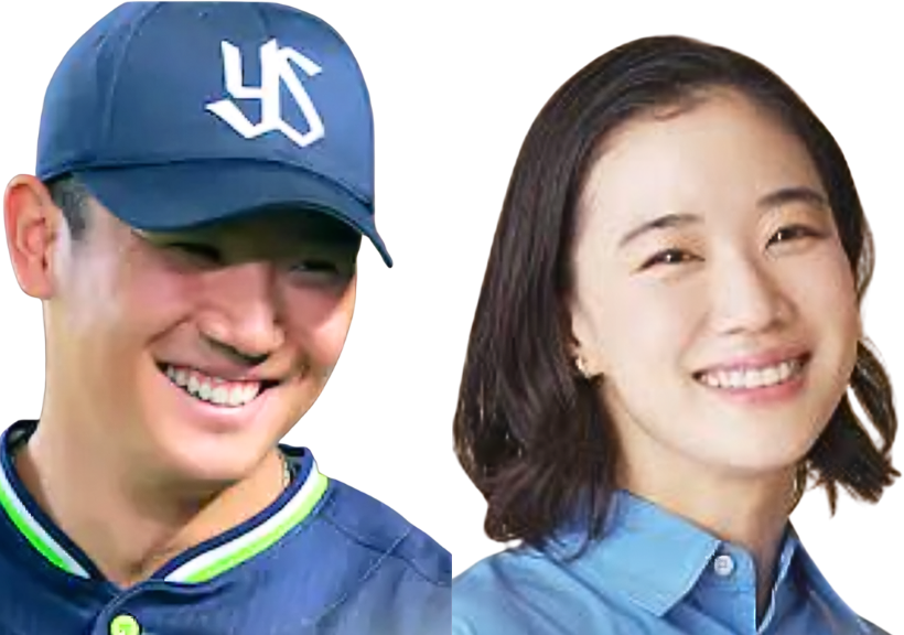 ヤクルト奥川恭伸と女優・蒼井優の笑顔の比較。笑った際に目が三日月型に細くなる表情の動線が一致。派手ではないが、周囲を浄化するような独特の透明感と引力。