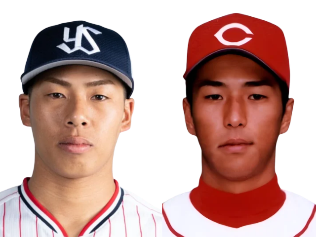 右:若い頃の黒田博樹さん左:山野太一投手