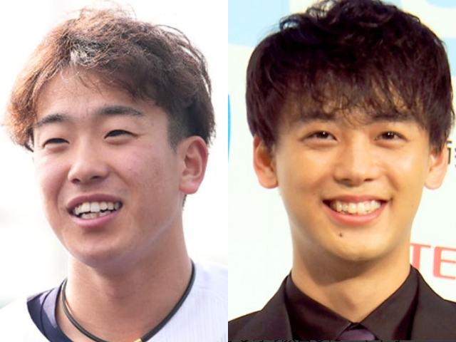 比較画像笑顔の滝沢選手:左 笑顔の竹内涼真さん:右